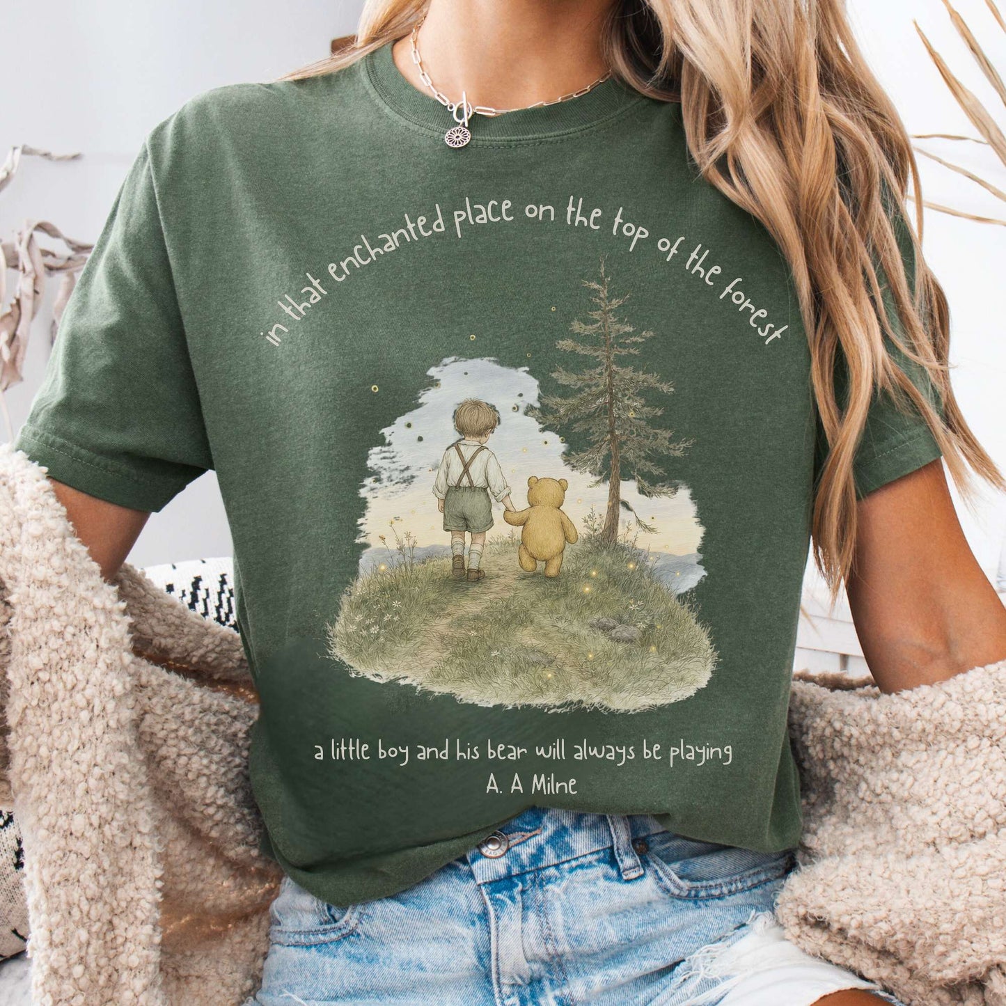 In That Enchanted Place Winnie-the-Pooh A. A. Milne Literary T-Shirt