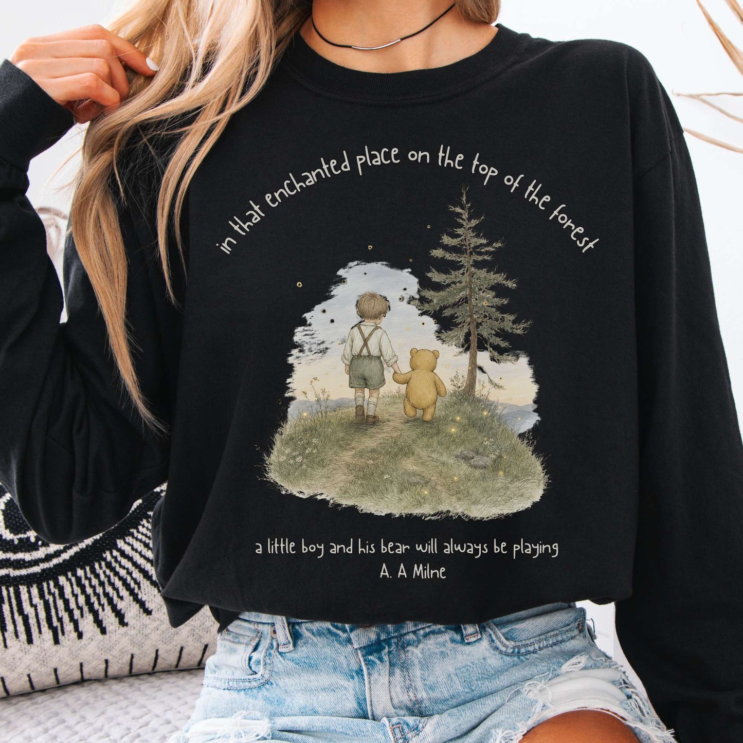 In That Enchanted Place Winnie-the-Pooh A. A. Milne Literary Long Sleeve