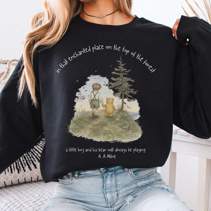 In That Enchanted Place Winnie-the-Pooh A. A. Milne Literary Crewneck Sweatshirt