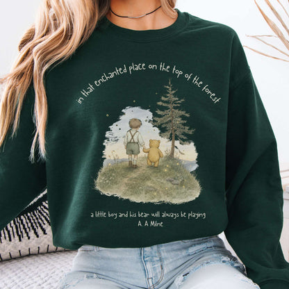 In That Enchanted Place Winnie-the-Pooh A. A. Milne Literary Crewneck Sweatshirt