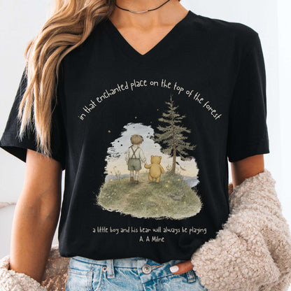 In That Enchanted Place Winnie-the-Pooh A. A. Milne Literary V-Neck