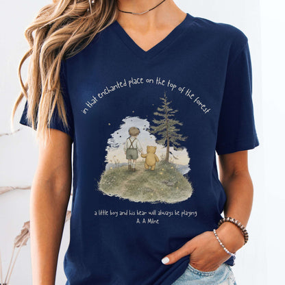 In That Enchanted Place Winnie-the-Pooh A. A. Milne Literary V-Neck