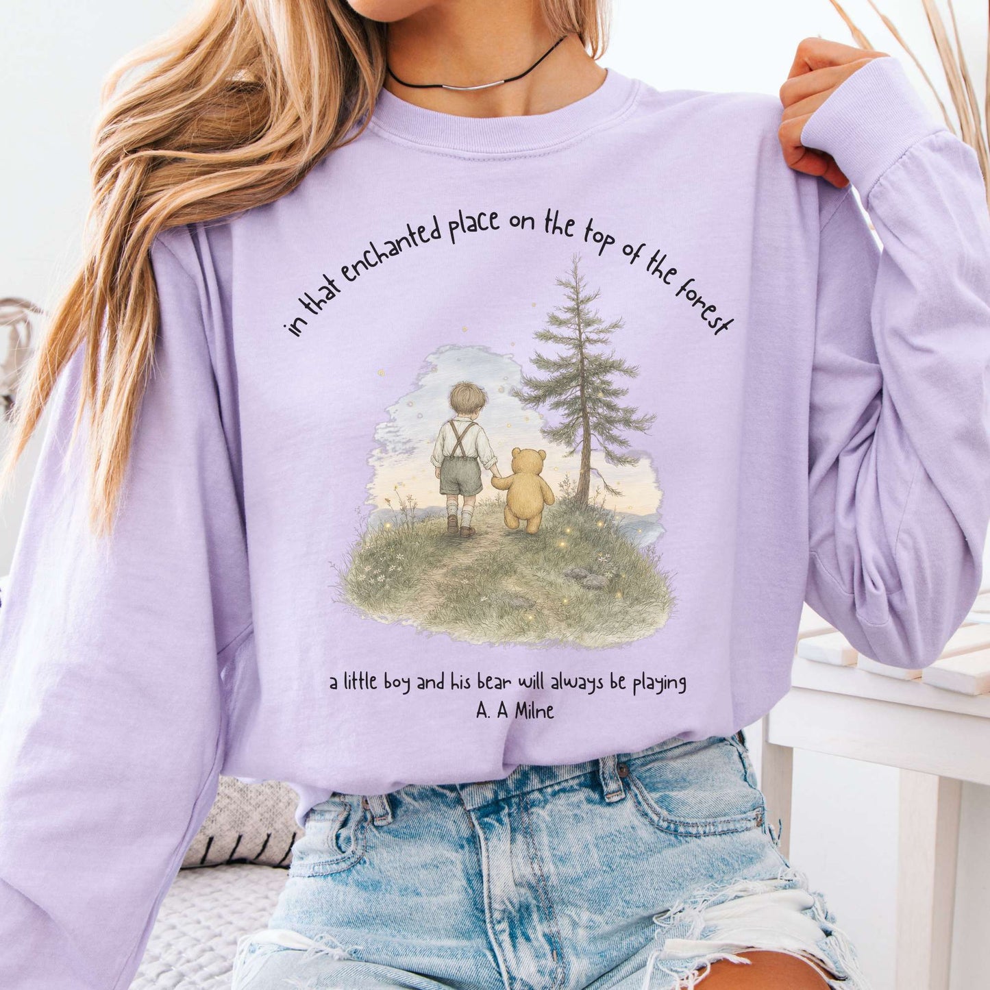 In That Enchanted Place Winnie-the-Pooh A. A. Milne Literary Long Sleeve