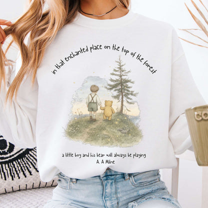 In That Enchanted Place Winnie-the-Pooh A. A. Milne Literary Crewneck Sweatshirt