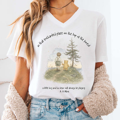 In That Enchanted Place Winnie-the-Pooh A. A. Milne Literary V-Neck