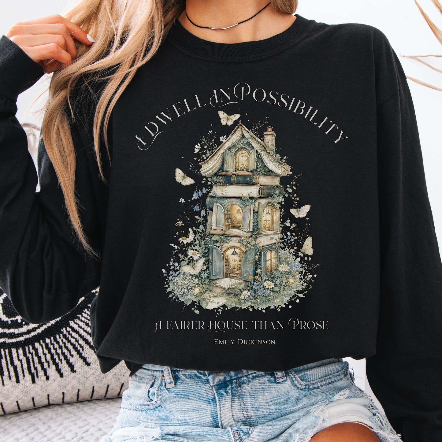 I Dwell in Possibility Emily Dickinson Literary Long Sleeve