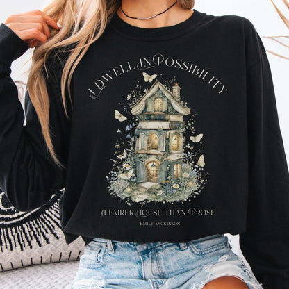 I Dwell in Possibility Emily Dickinson Literary Long Sleeve