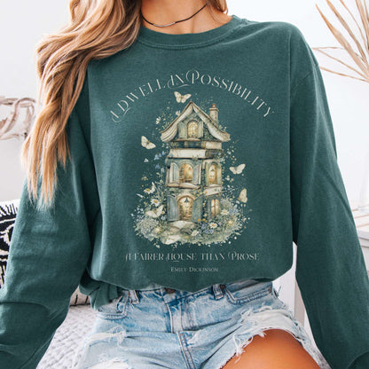 I Dwell in Possibility Emily Dickinson Literary Long Sleeve