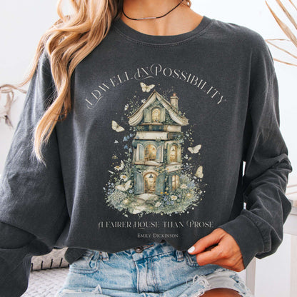 I Dwell in Possibility Emily Dickinson Literary Long Sleeve