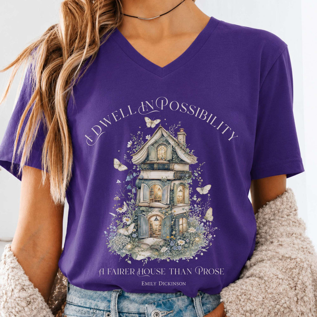 I Dwell in Possibility Emily Dickinson Literary V-Neck
