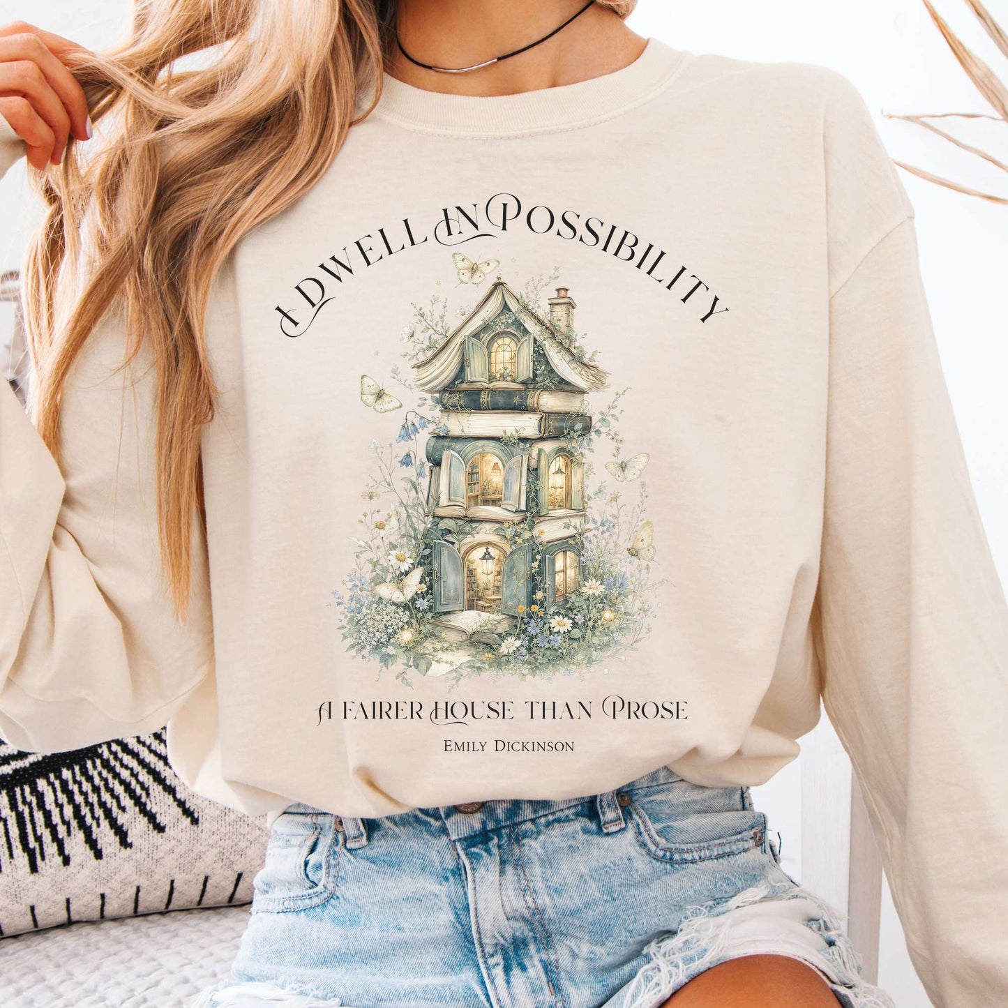 I Dwell in Possibility Emily Dickinson Literary Long Sleeve