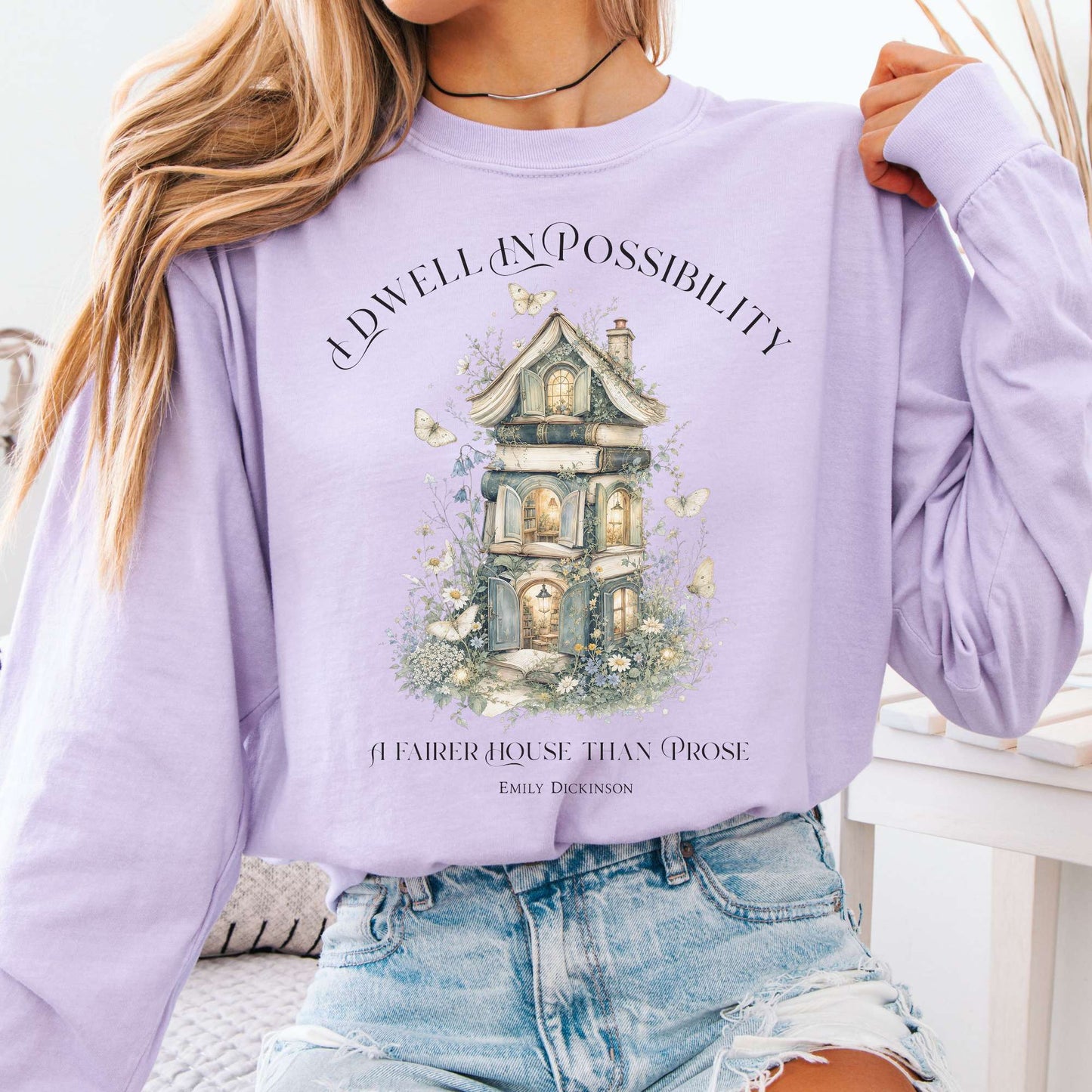 I Dwell in Possibility Emily Dickinson Literary Long Sleeve