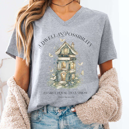 I Dwell in Possibility Emily Dickinson Literary V-Neck