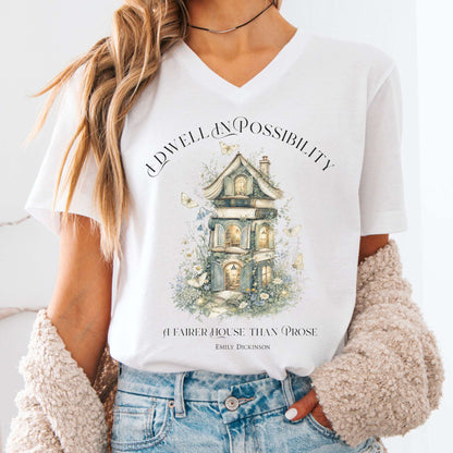 I Dwell in Possibility Emily Dickinson Literary V-Neck