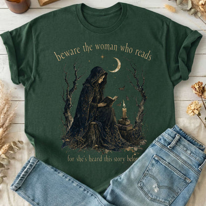 Beware the Woman Who Reads Literary T-Shirt