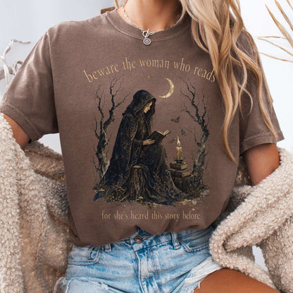 Beware the Woman Who Reads Literary T-Shirt
