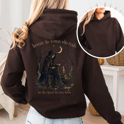 Beware the Woman Who Reads Literary Hooded Sweatshirt