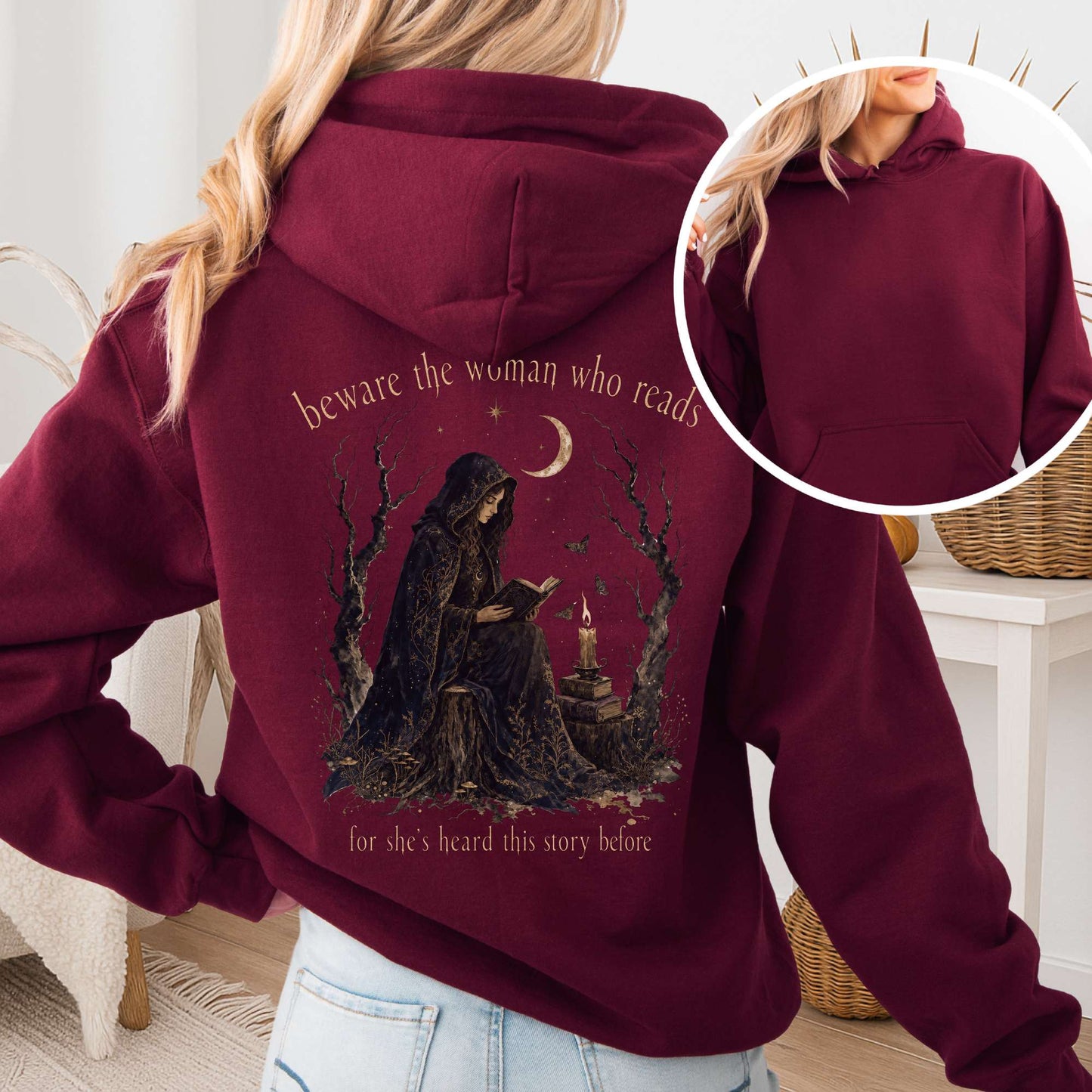 Beware the Woman Who Reads Literary Hooded Sweatshirt