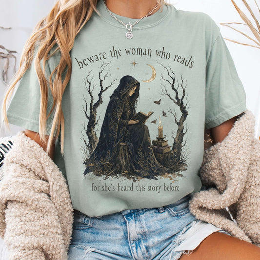 Beware the Woman Who Reads Literary T-Shirt