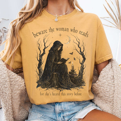 Beware the Woman Who Reads Literary T-Shirt