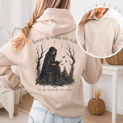 Beware the Woman Who Reads Literary Hooded Sweatshirt