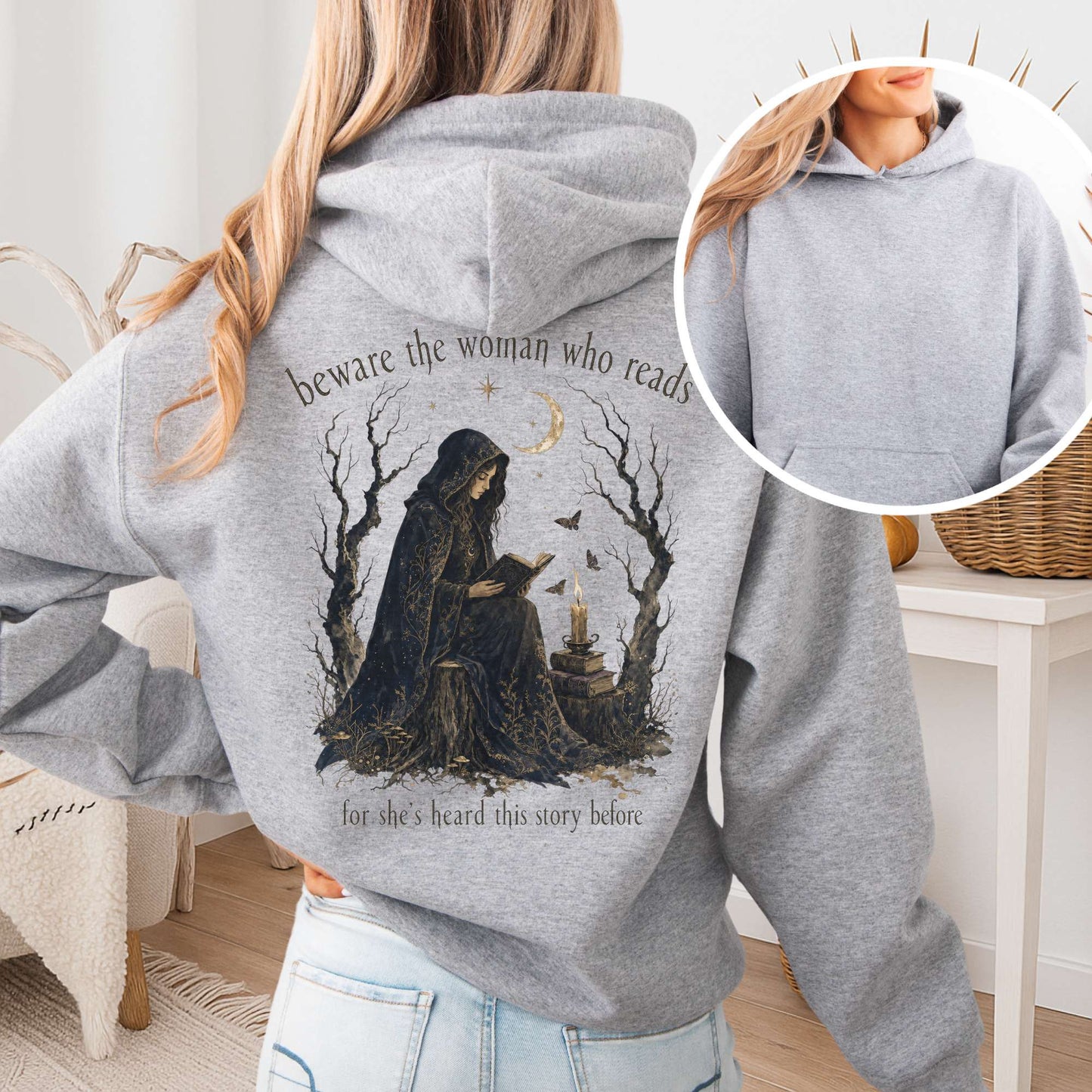 Beware the Woman Who Reads Literary Hooded Sweatshirt