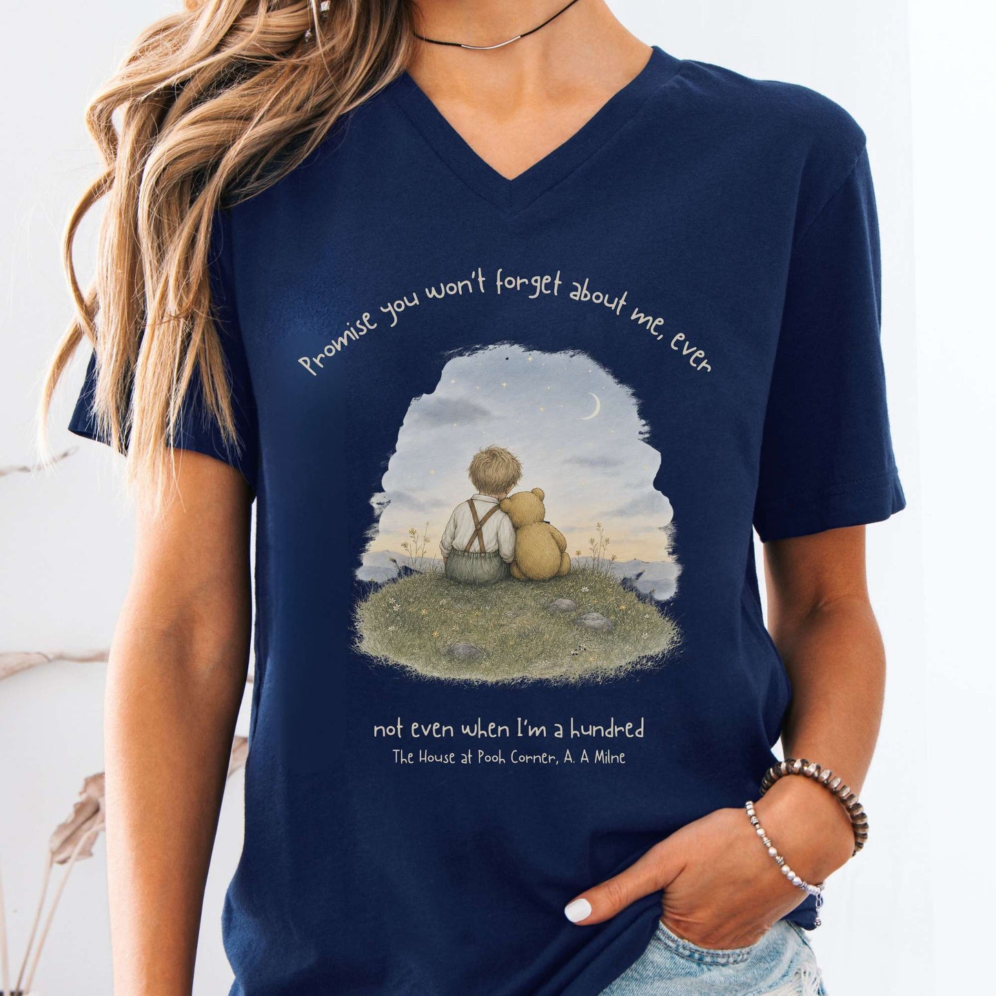 Promise You Won't Forget About Me Ever A. A. Milne Literary V-Neck