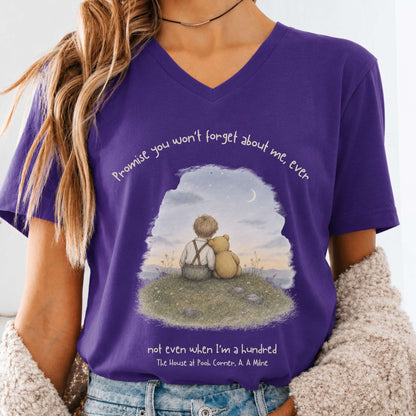 Promise You Won't Forget About Me Ever A. A. Milne Literary V-Neck