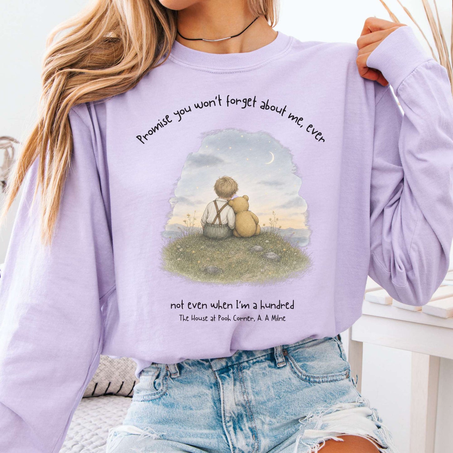 Promise You Won't Forget About Me Ever A. A. Milne Literary Long Sleeve