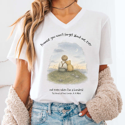 Promise You Won't Forget About Me Ever A. A. Milne Literary V-Neck