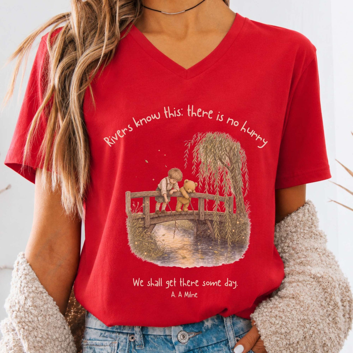 There Is No Hurry We Shall Get There Some Day A. A. Milne Literary V-Neck
