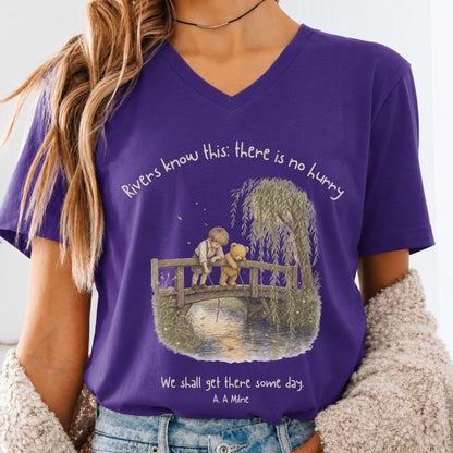There Is No Hurry We Shall Get There Some Day A. A. Milne Literary V-Neck