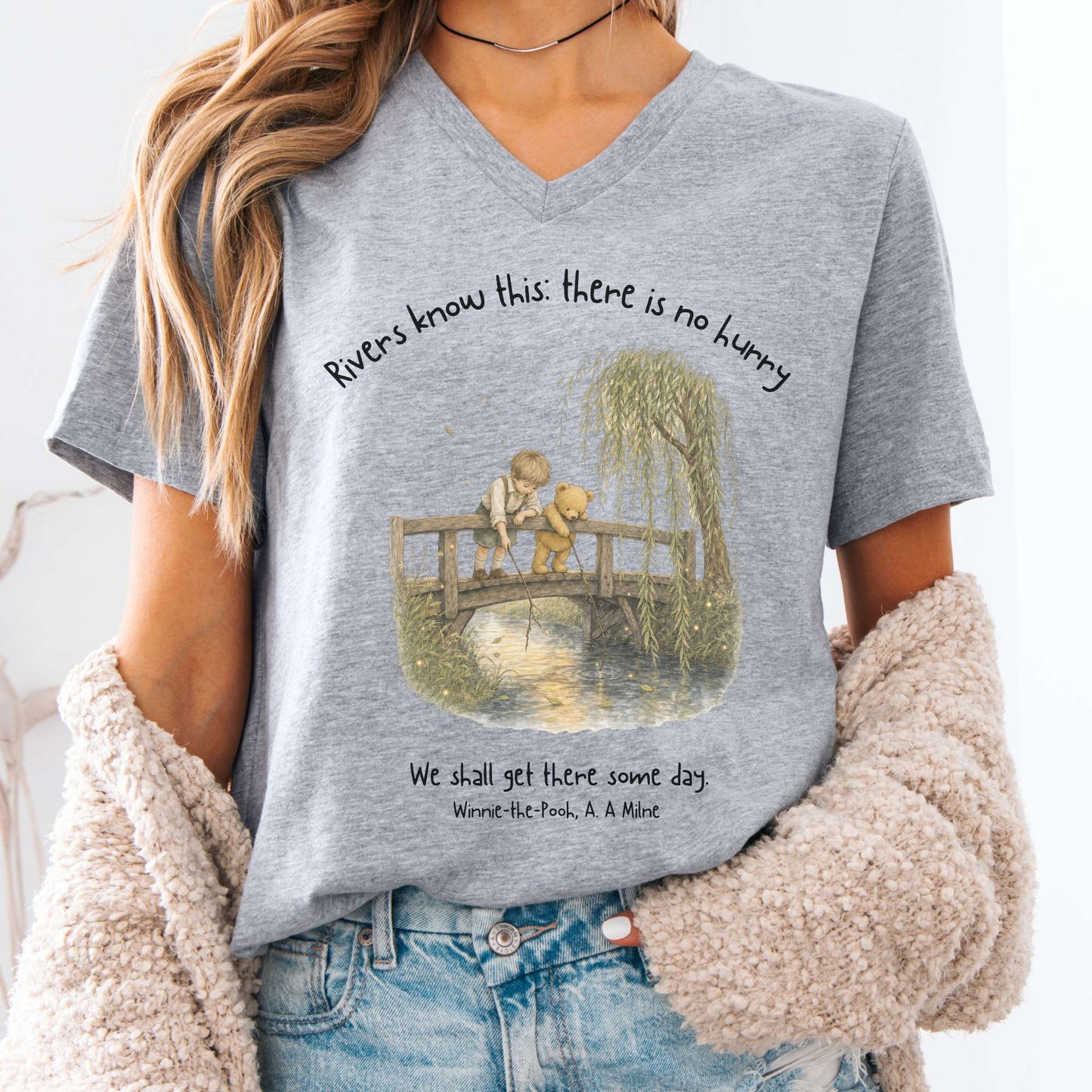 There Is No Hurry We Shall Get There Some Day A. A. Milne Literary V-Neck