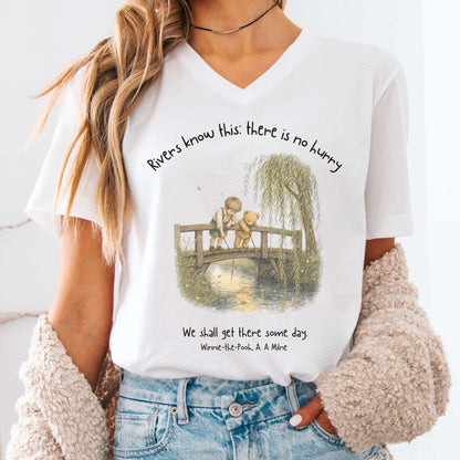 There Is No Hurry We Shall Get There Some Day A. A. Milne Literary V-Neck