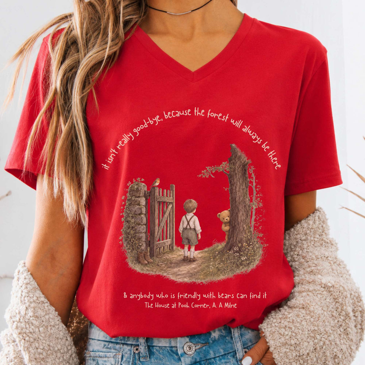 It Isn't Really Good-Bye A.A. Milne Literary V-Neck