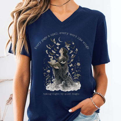 Every Page a Spell Every Word Like Wings Literary V-Neck
