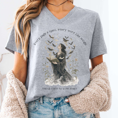 Every Page a Spell Every Word Like Wings Literary V-Neck