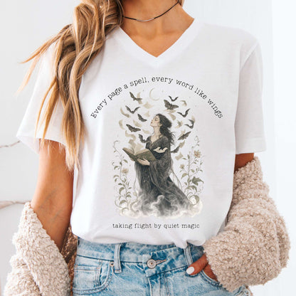 Every Page a Spell Every Word Like Wings Literary V-Neck