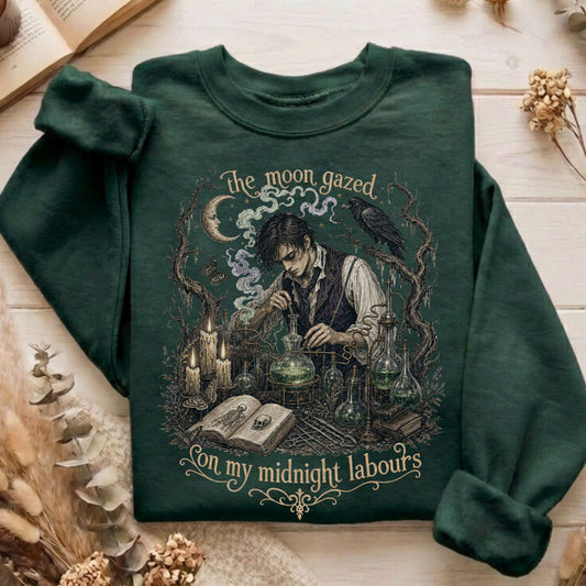 The Moon Gazed on My Midnight Labours Mary Shelley Frankenstein Literary Sweatshirt