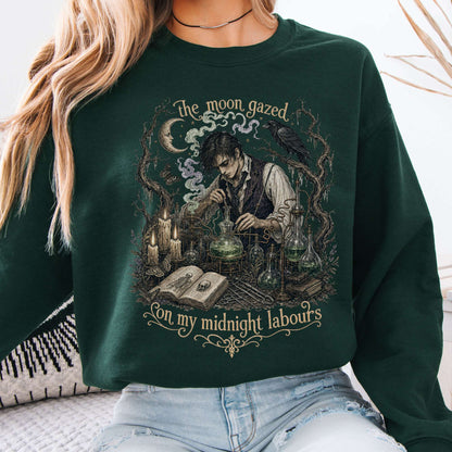 The Moon Gazed on My Midnight Labours Mary Shelley Frankenstein Literary Sweatshirt
