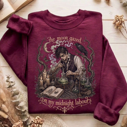 The Moon Gazed on My Midnight Labours Mary Shelley Frankenstein Literary Sweatshirt