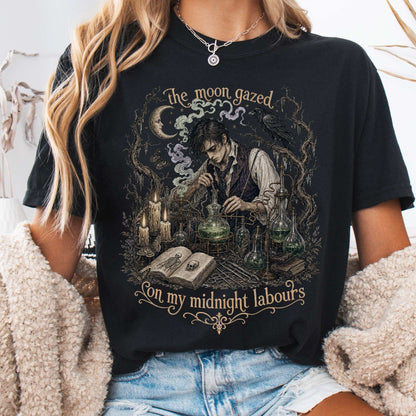 The Moon Gazed on My Midnight Labours Mary Shelley Frankenstein Literary T-Shirt