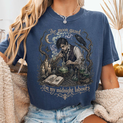 The Moon Gazed on My Midnight Labours Mary Shelley Frankenstein Literary T-Shirt