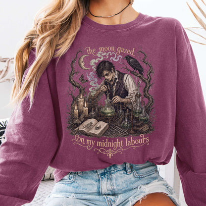 The Moon Gazed on My Midnight Labours Mary Shelley Frankenstein Literary Long Sleeve