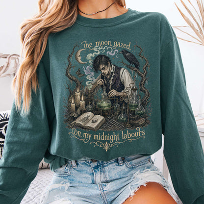 The Moon Gazed on My Midnight Labours Mary Shelley Frankenstein Literary Long Sleeve