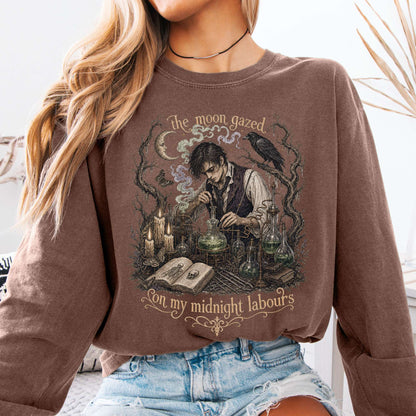 The Moon Gazed on My Midnight Labours Mary Shelley Frankenstein Literary Long Sleeve