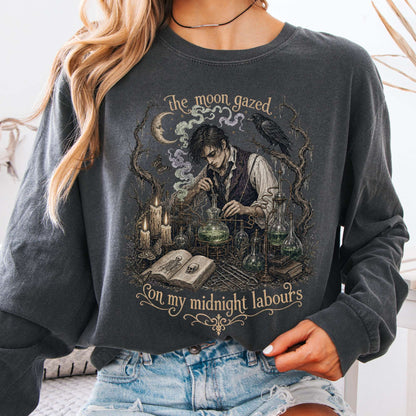 The Moon Gazed on My Midnight Labours Mary Shelley Frankenstein Literary Long Sleeve