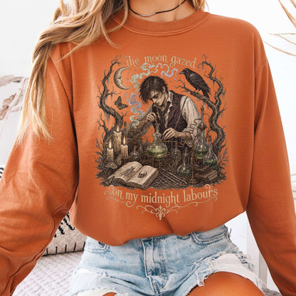 The Moon Gazed on My Midnight Labours Mary Shelley Frankenstein Literary Long Sleeve