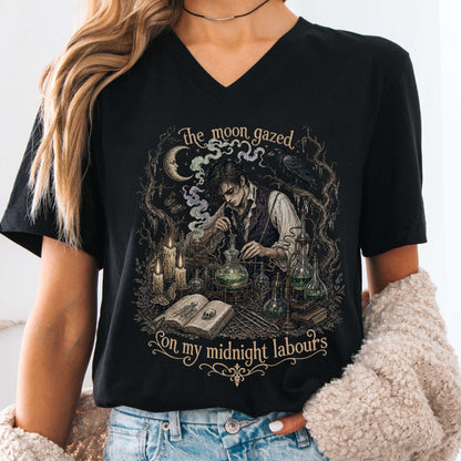 The Moon Gazed on My Midnight Labours Mary Shelley Frankenstein Literary V-Neck