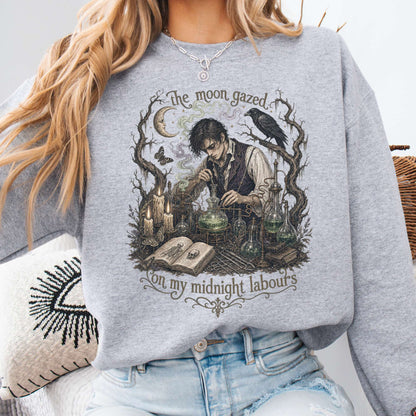The Moon Gazed on My Midnight Labours Mary Shelley Frankenstein Literary Sweatshirt